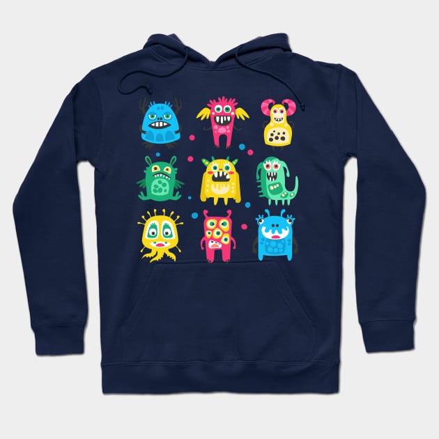 aliens bacteria cartoon set Hoodie by Mako Design 